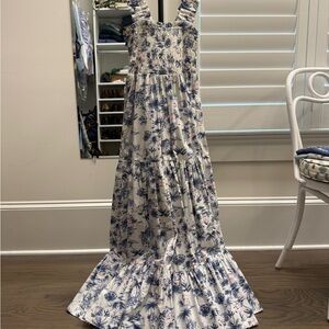 Abercrombie & Fitch White Dress with Blue and Pink Floral/toile Print